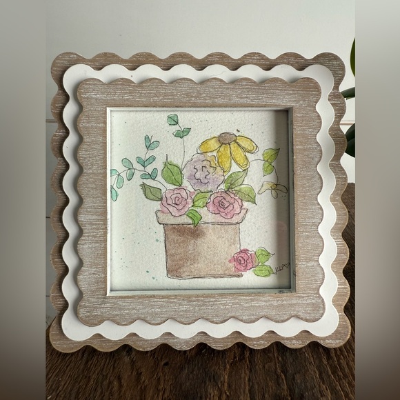 Watercolor original 4x4 in Wooden Frame - Picture 3 of 5